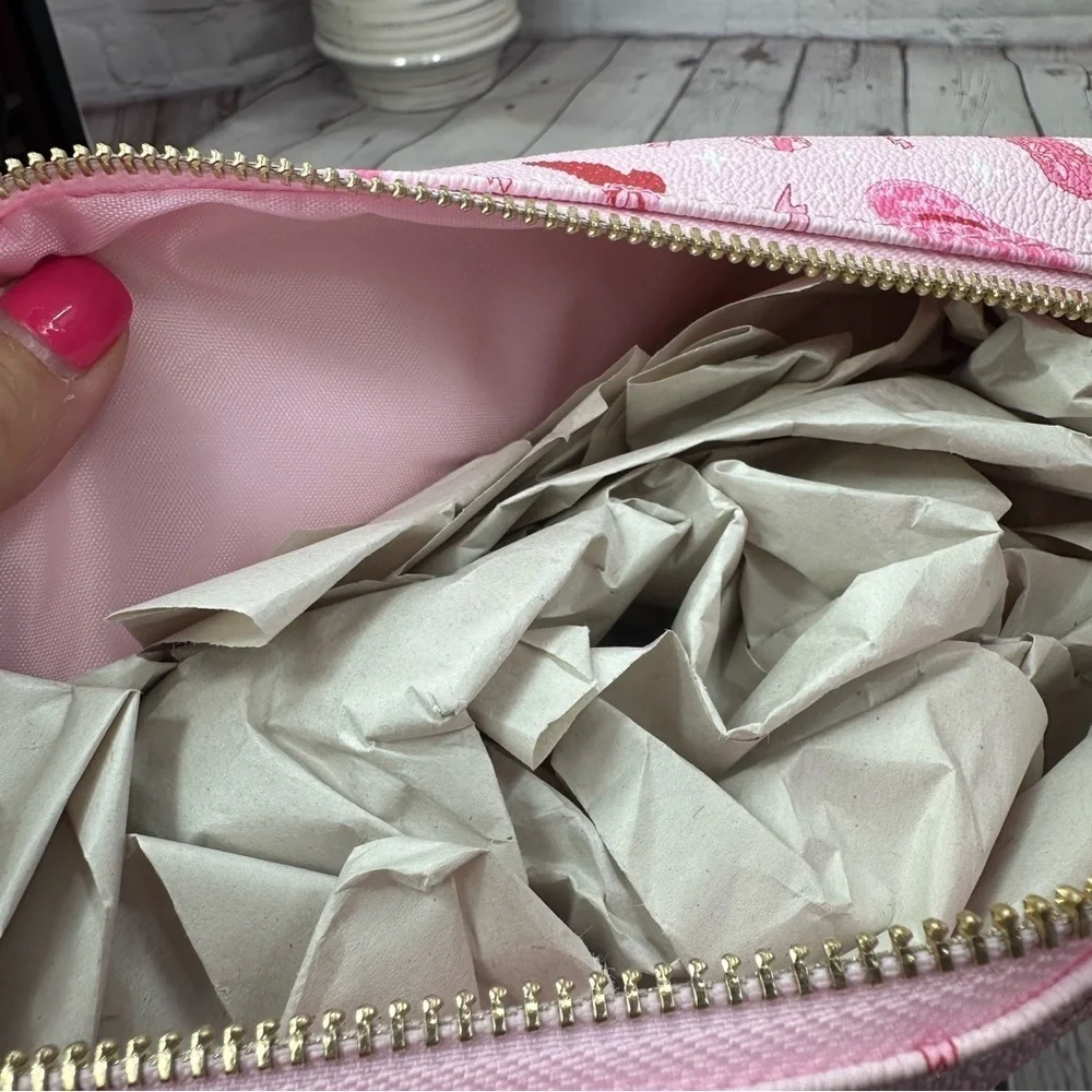 NWT blush crush Pink western cowgirl coquette travel makeup Cosmetic Bag